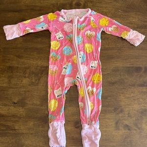 NB Little Sleepies Pink Milk + Cookies bamboo footie